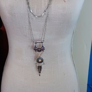 Paparazzi long stylish necklace and earring set.